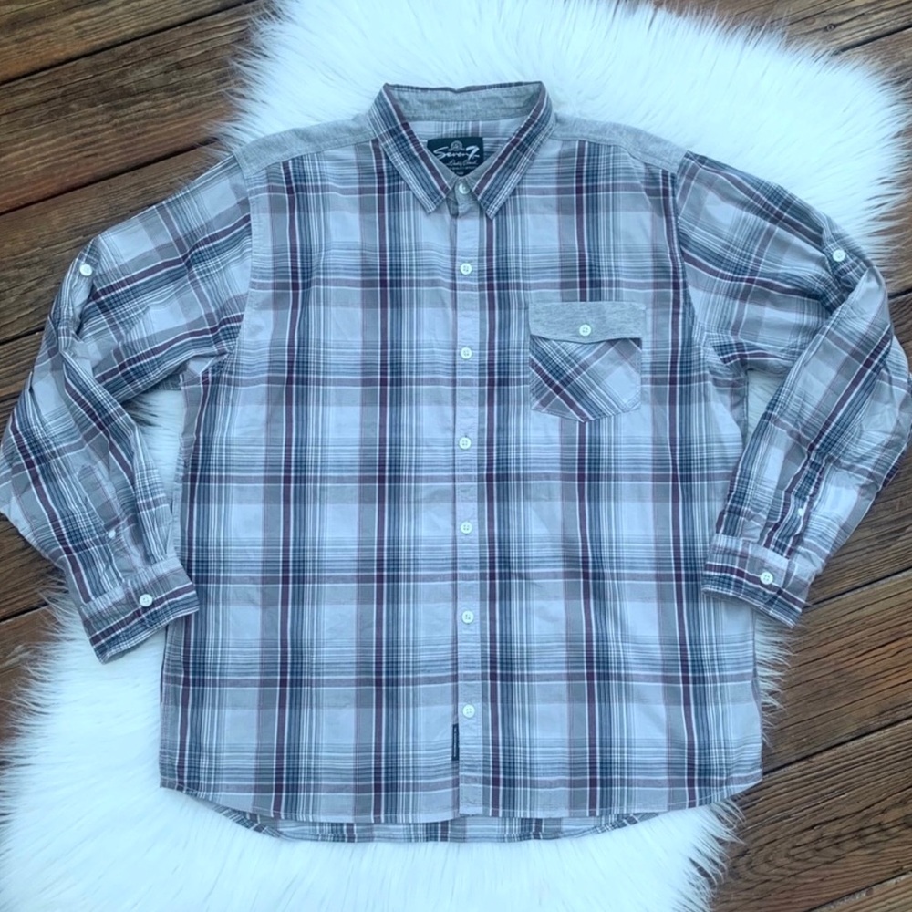 Seven7 Men’s XXL Plaid 100% Cotton Long Sleeve Button Up Layering Shirt